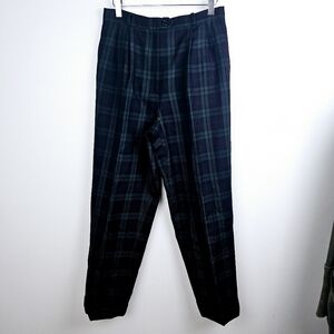 Talbots Petites High Rise Wool Plaid Pleated Pants